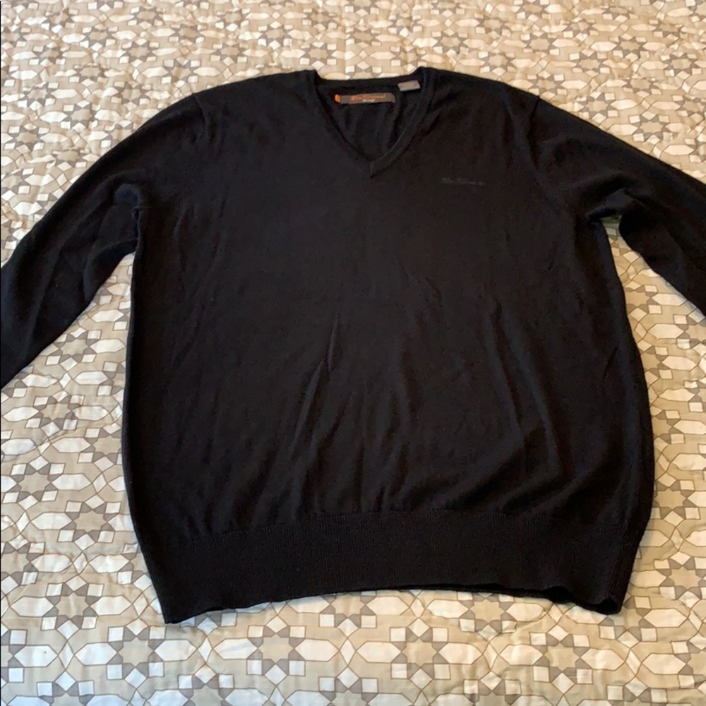 Ben Sherman Mens Large V-neck Sweater Black
